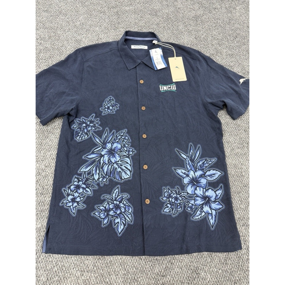 UNC Wilmington Tommy Bahama Hawaiian Camp Shirt Men's Medium 100% Silk - New